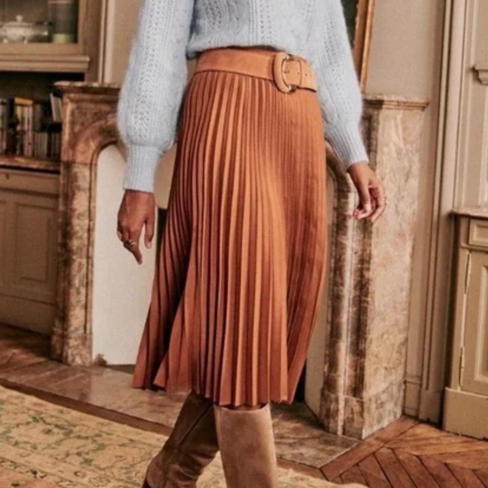 Sezane Dino Midi Skirt in Hazelnut